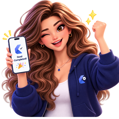 Melo, the Keepli assistant, holding a phone showing a completed goal